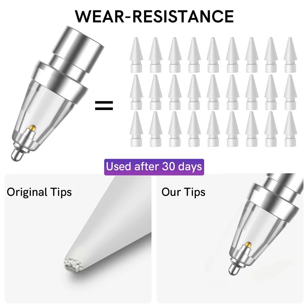 AHASTYLE WG155 2Pcs Wear Resistant Tips for Apple Pencil Pro / Pencil (USB-C) / 2nd / 1st Generation Replacement Nibs - 6