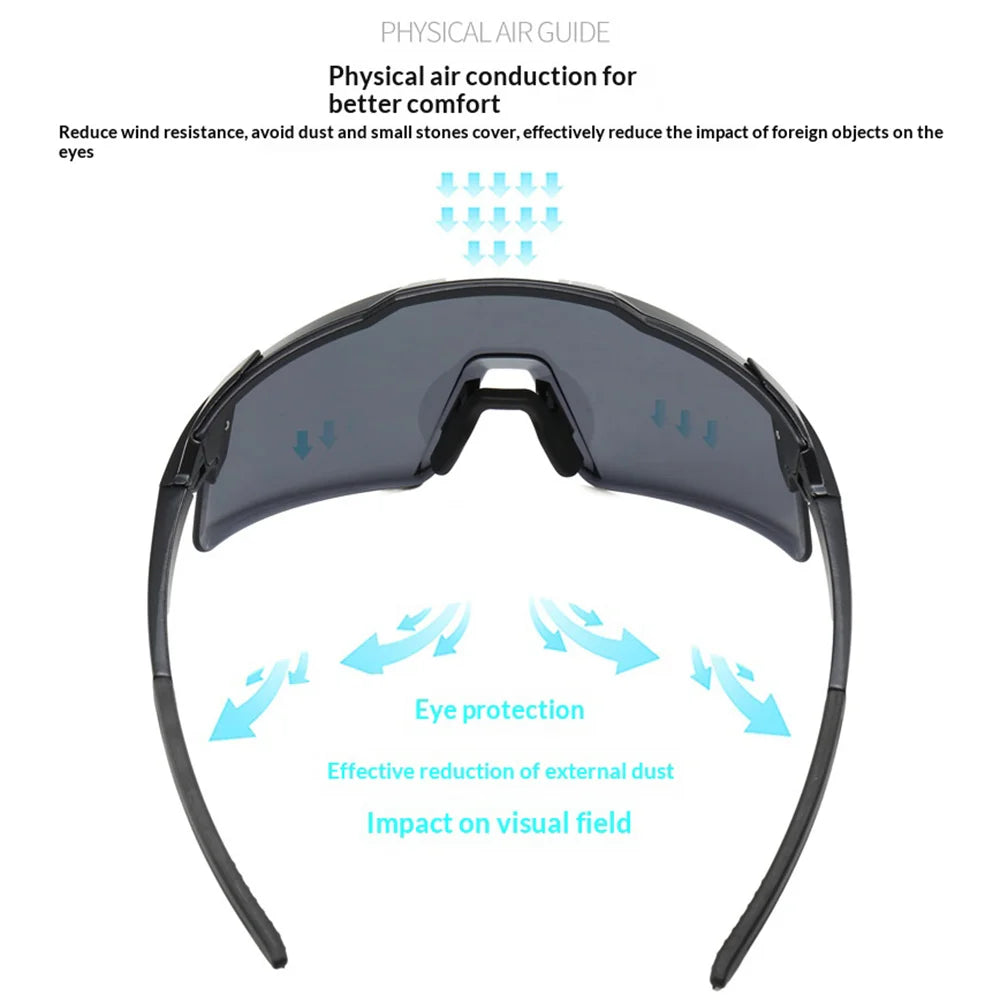 8699 Semi-rimless Frame Sports Sunglasses for Cycling Driving UV400 Protection Windproof Outdoor Eyewear - Black Frame Grey Lens - 7