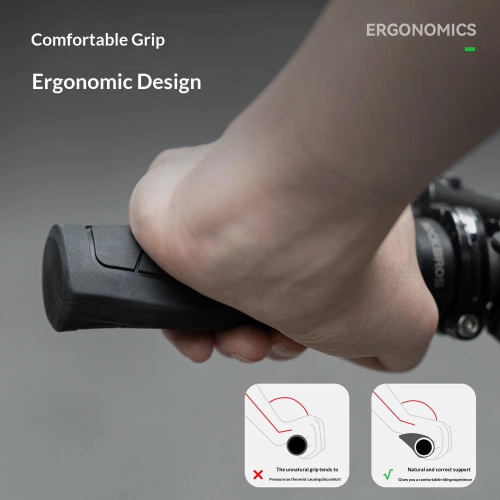 ROCKBROS G326PL Bike Handlebar Grips Shock Absorbing Lock-On Handle Grips for Mountain Road Bicycle - Black - 4