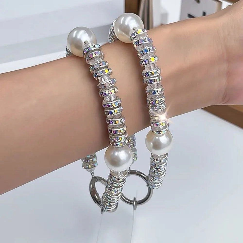 11cm Phone Chain Crystal Rhinestone Pearl Lanyard Phone Strap with Metal Clasp for Mobile Accessories - 3