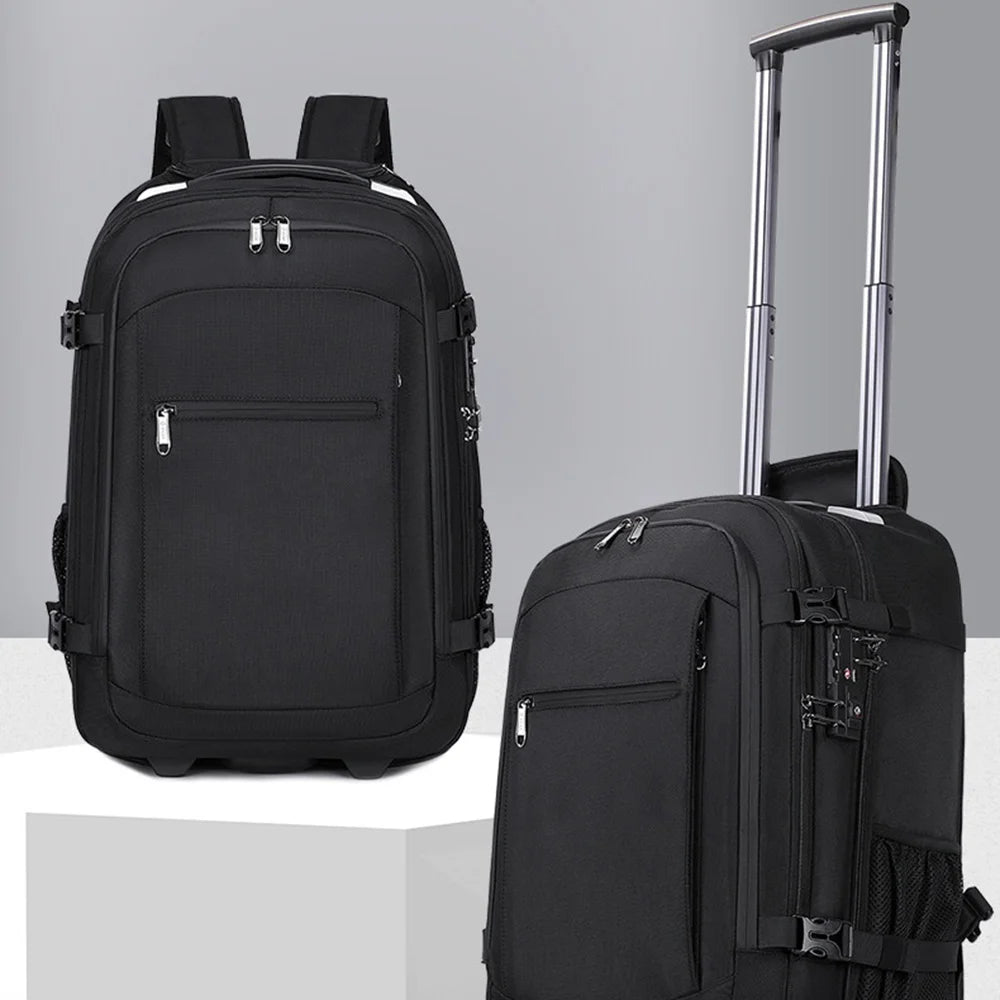 POSO PS-685 Vacuum Compression Business Travel Trolley Backpack with Wheels Waterproof Laptop Shoulder Bag - Black - 7