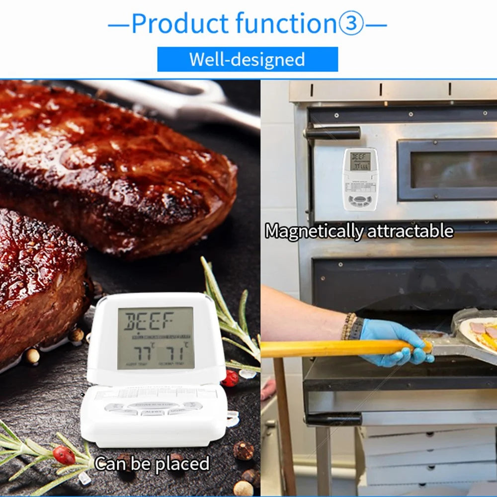 TS-84 Digital Meat Thermometer Waterproof Probe 8 Types 5 Doneness Levels Wireless BBQ Food Temperature - White - 4