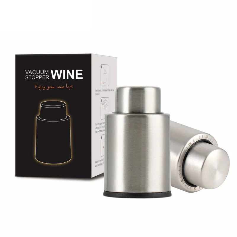 Stainless Steel Wine Vacuum Stopper with Date Dial Wine Preserver Sealer Pump for 750ml Bottle Storage - 6