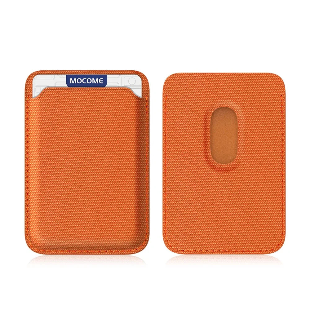 Magnetic Card Holder Wallet Tech Fabric RFID Blocking Phone Back Card Case - Orange - 2