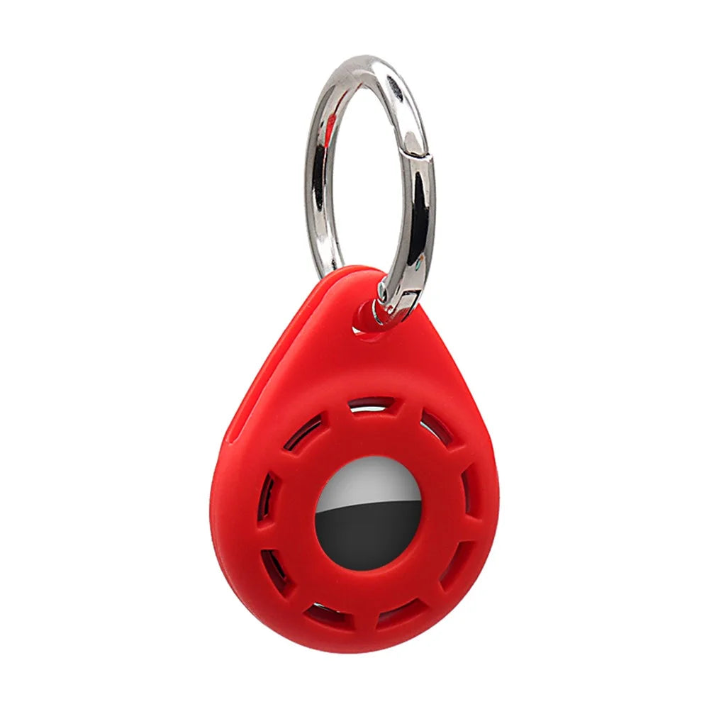 Anti-Drop Silicone Protective Case Cover with Ring Buckle for Apple AirTag Bluetooth-compatible Locator - Red - 2