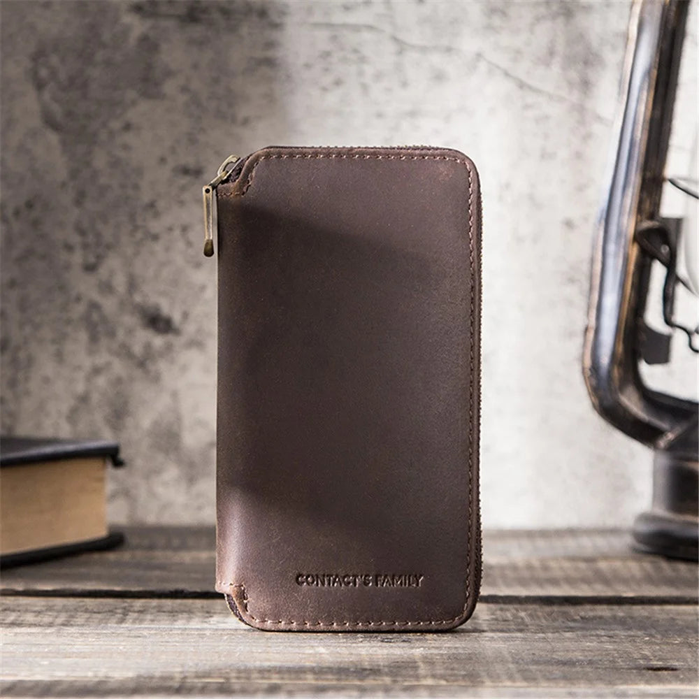 CONTACTS FAMILY Portable Watch Storage Case Genuine Leather Zipper Watch Bag Holder for 2 Watches - 2