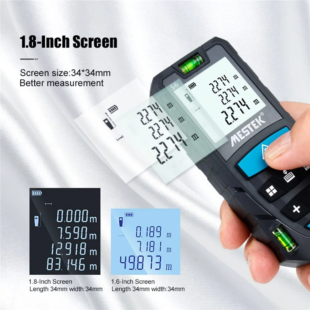 MESTEK S6 Multifunction Distance Meter Laser Measure Meter 50m/164ft Digital Screen Portable Area Volume Measure Tool - 4