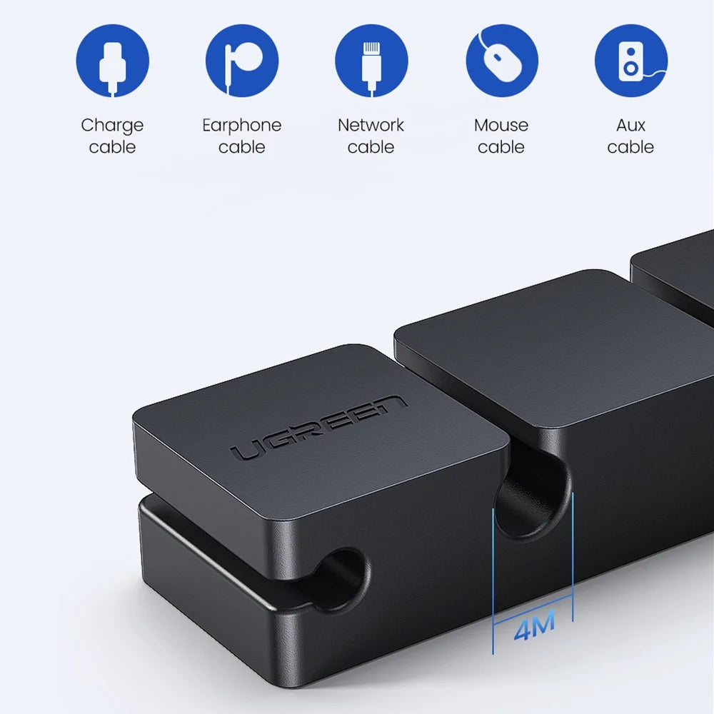 UGREEN For Mouse Headphone Earphone Cable Clips Organizer Silicone USB Cable Winder Flexible Cable Management Clips Cable Holder - 5