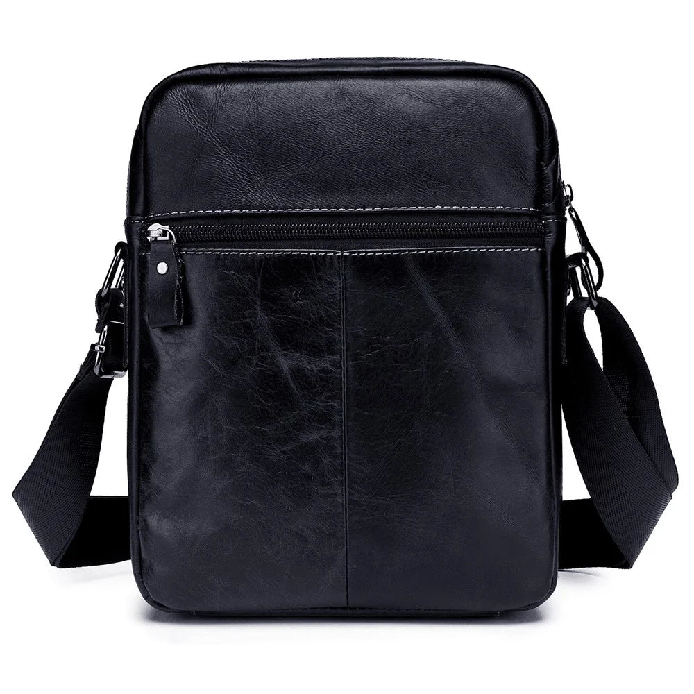 BULLCAPTAIN 053 Business Style Shoulder Bag Top-Layer Cowhide Leather Travel Bag Large Crossbody Bag, Size: L - Black - 5