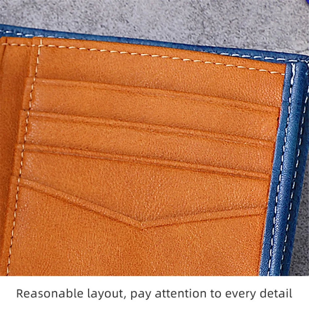BULLCAPTAIN 017 Large Capacity RFID Blocking Wallet Top-Layer Cowhide Leather Coin Card Storage Bag - Blue - 5