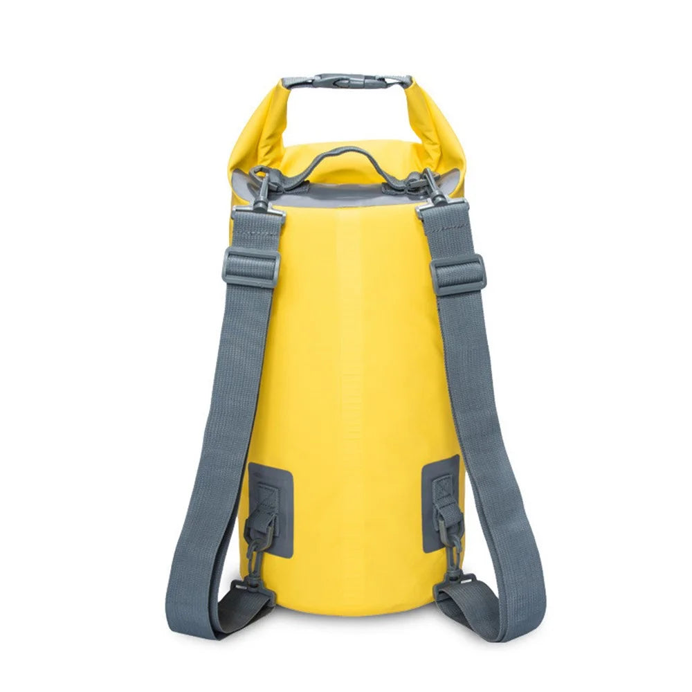 15L Waterproof Dry Bag Bucket Backpack for Kayaking Rafting Beach - Yellow - 4