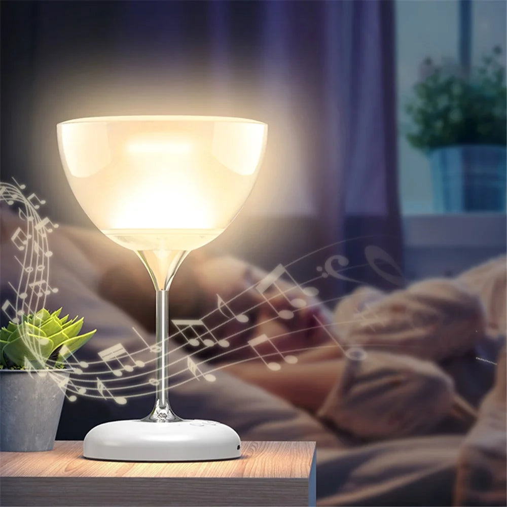 JY-35 Creative Wine Glass Shape Rechargeable TWS Bluetooth-compatible 5.0 Stereo Speaker FM TF Music Player with Colorful Night Light - White - 2