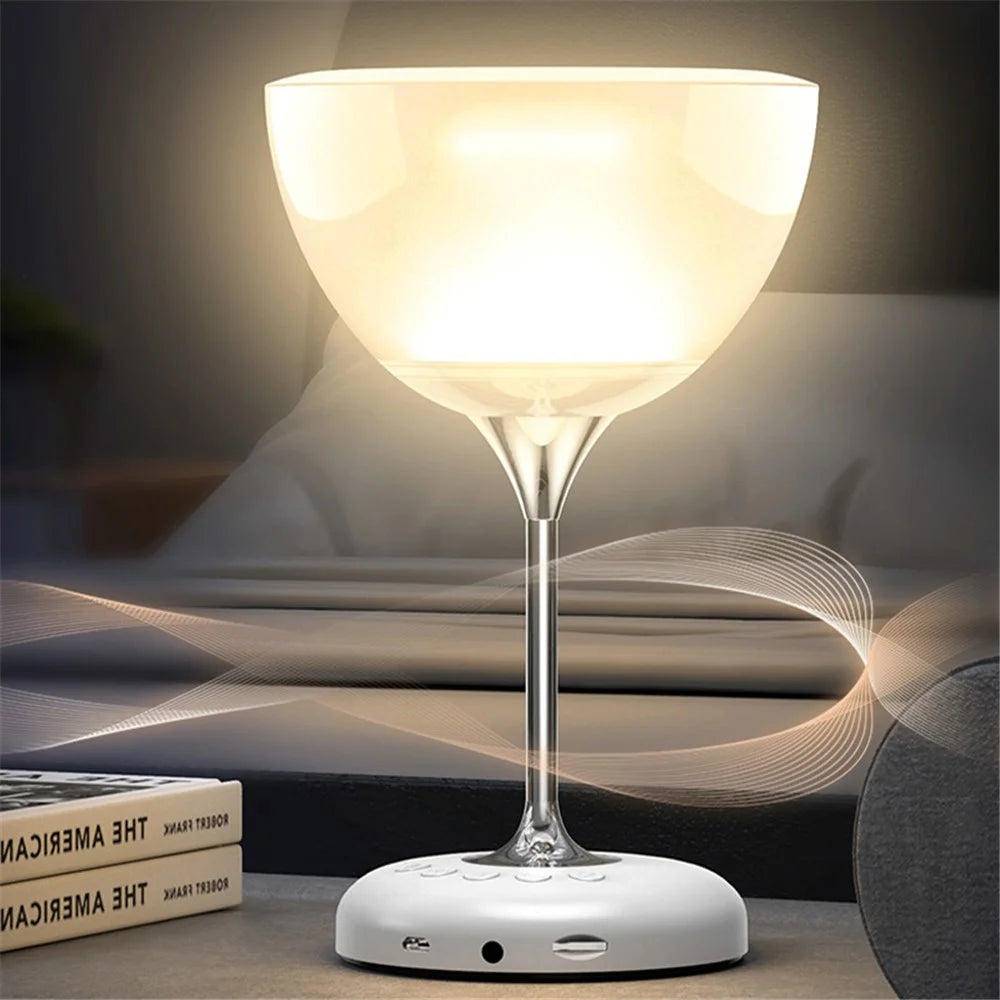 JY-35 Creative Wine Glass Shape Rechargeable TWS Bluetooth-compatible 5.0 Stereo Speaker FM TF Music Player with Colorful Night Light - White - 5
