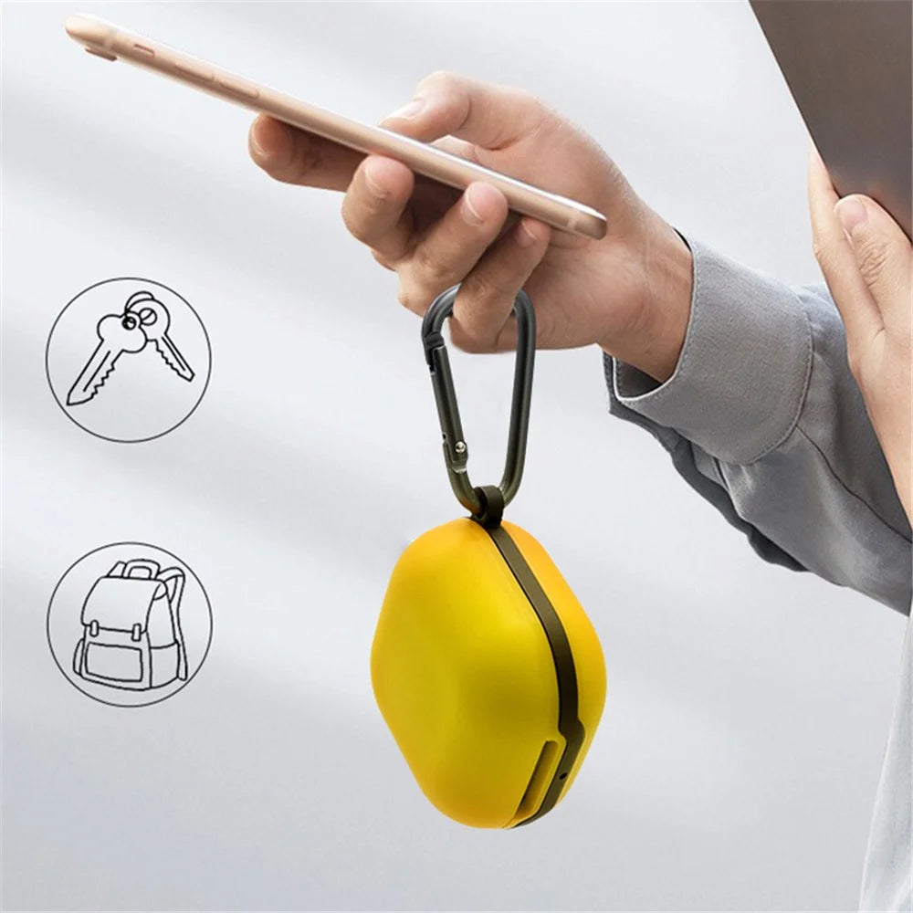 Soft Silicone Wireless Bluetooth-compatible Earphones Case Shock-Resistant Protective Cover with Anti-Lost Buckle for Samsung Galaxy Buds Pro - White - 6