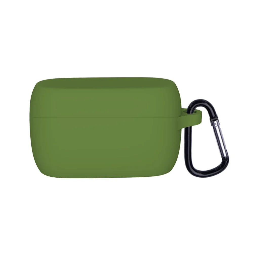 Soft Silicone Protective Case Bluetooth-compatible Earphone Cover with Anti-lost Buckle for Jabra Elite 3 - Grass Green - 1