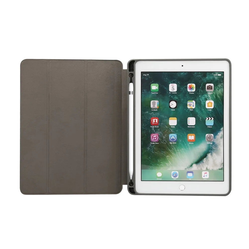 Marble Pattern Tri-fold Stand Smart Folio PU Leather Case with Pen Slot for iPad 9.7-inch (2018) / (2017) / (2016) / Air 2 / Air - Pink - 3
