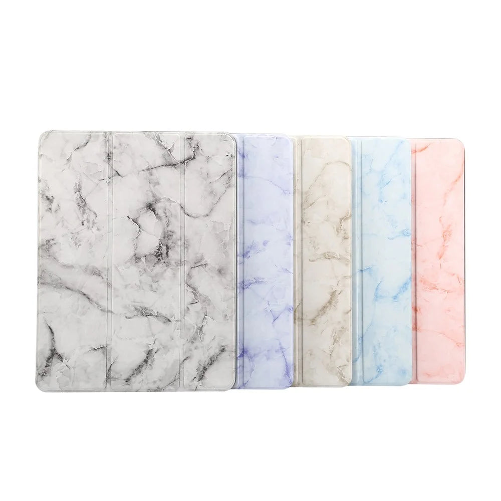 Marble Pattern Tri-fold Stand Smart Folio PU Leather Case with Pen Slot for iPad 9.7-inch (2018) / (2017) / (2016) / Air 2 / Air - Pink - 6
