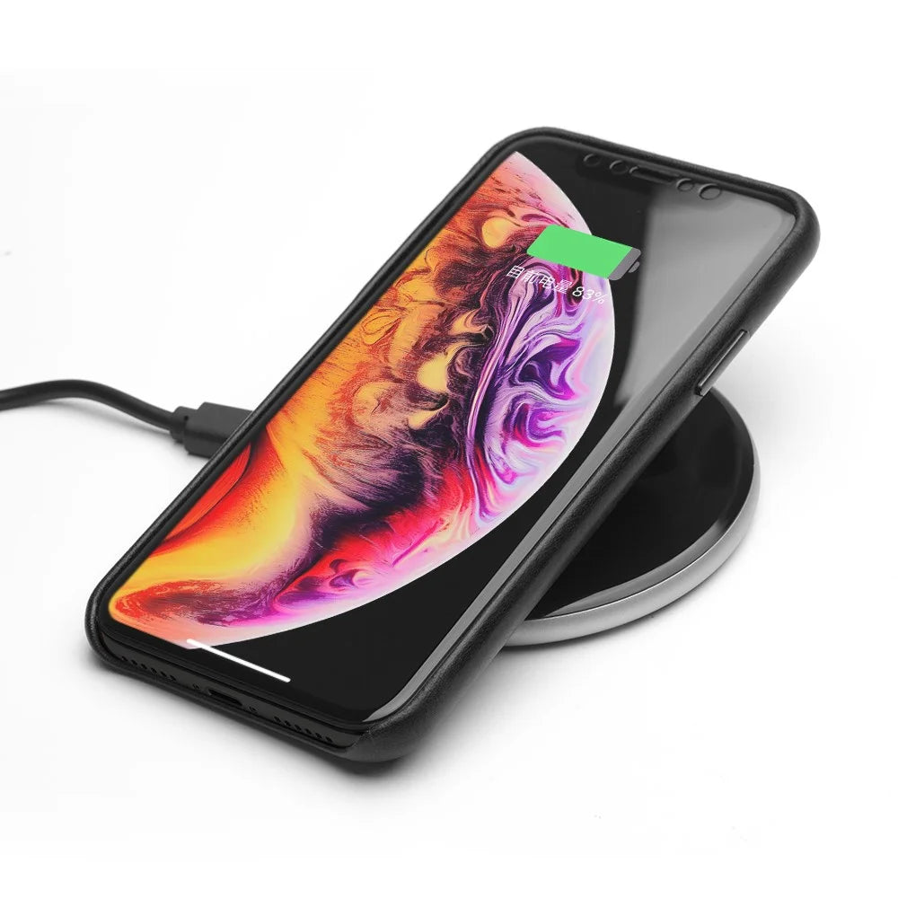 QIALINO Genuine Leather Coated PC Phone Casing for iPhone XS Max 6.5 inch - Black - 2