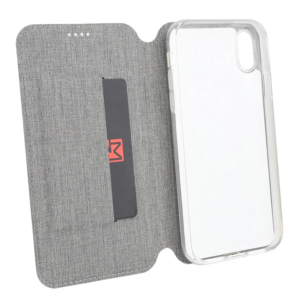 VILI DMX Cross Texture PU Leather Stand Cover with Card Slots for iPhone XR 6.1 inch - Grey - 4