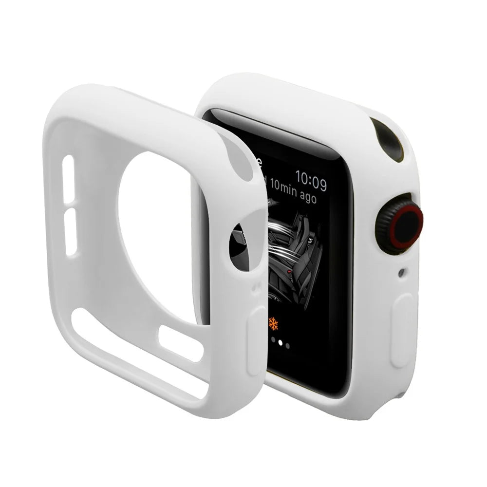 HAT PRINCE for Apple Watch Series SE3 / SE2 / SE1 / 6 / 5 / 4 44mm TPU Protective Case + 3D Full Size Curved Hot Bending HD Clear PET Film - White - 4