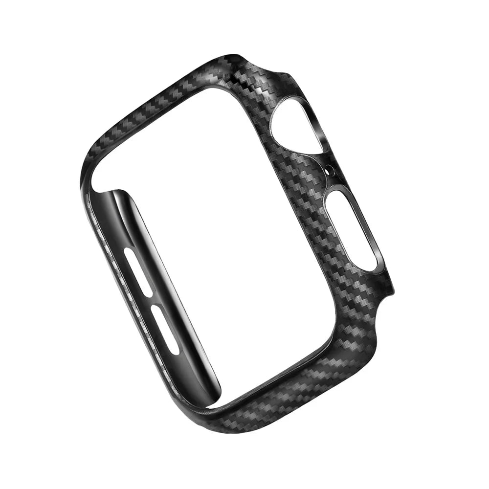 HAT PRINCE for Apple Watch Series SE3 / SE2 / SE1 / 6 / 5 / 4 44mm Carbon Fiber Texture TPU Protective Case + 3D Full Size Curved Hot Bending HD Clear PET Film - 3