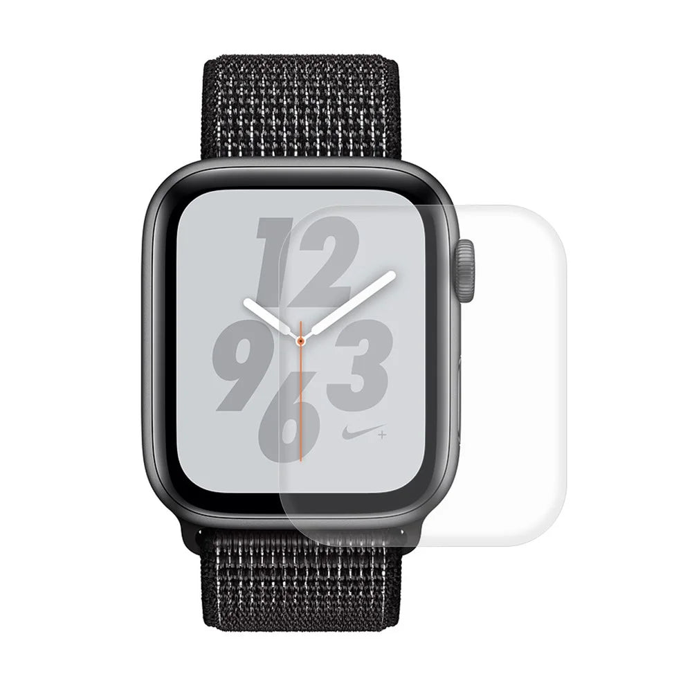 HAT PRINCE for Apple Watch Series SE3 / SE2 / SE1 / 6 / 5 / 4 44mm Carbon Fiber Texture TPU Protective Case + 3D Full Size Curved Hot Bending HD Clear PET Film - 6