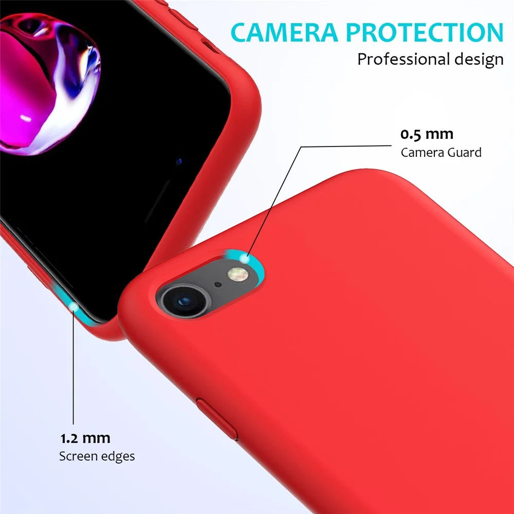 Edge Wrapped Liquid Silicone Phone Protection Case Cellphone Shell for iPhone 7 4.7 inch/8 4.7 inch/SE (2020)/SE (2022) - Red - 2