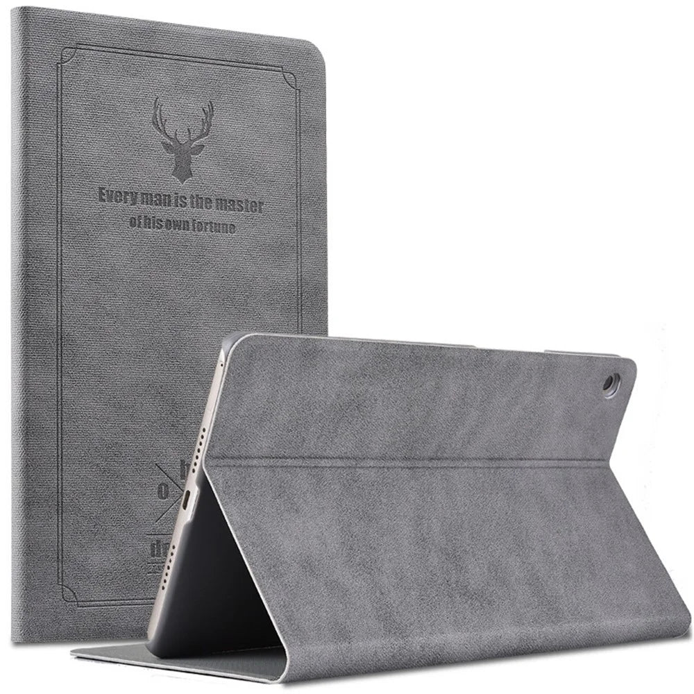 Deer Pattern PU Leather PC Stand Tablet Cover Shell for iPad Air 2 - Grey - 3