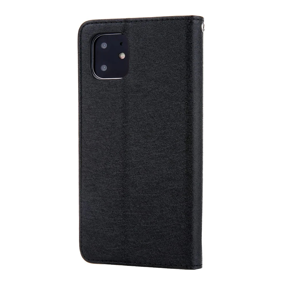 CMAI2 Silk Texture PU Leather with Card Slots Phone Case for iPhone 11 6.1 inch (2019) - Black - 3