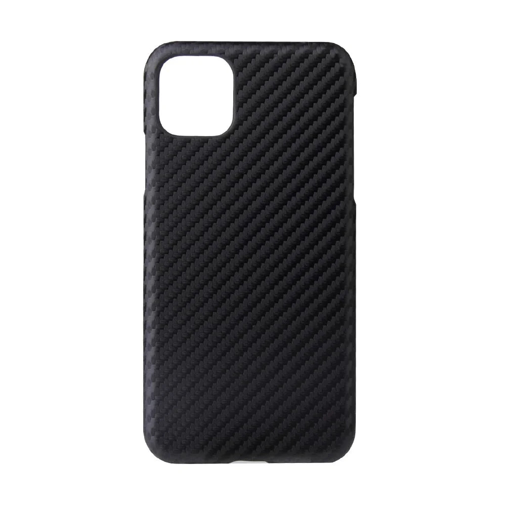 PU Leather Coated PC Hard Cover Casing Shell for iPhone 11 6.1 inch (2019) - Black Carbon Fiber Texture - 1