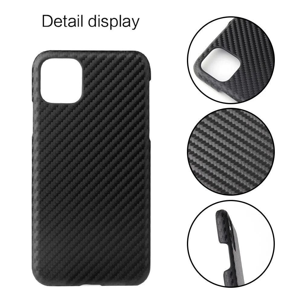 PU Leather Coated PC Hard Cover Casing Shell for iPhone 11 6.1 inch (2019) - Black Carbon Fiber Texture - 2