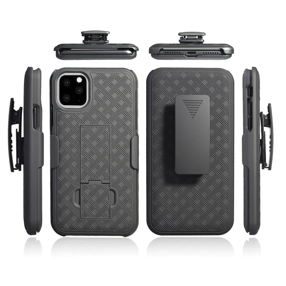Braided Pattern PC Belt Clip Kickstand Phone Casing for iPhone 11 6.1 inch (2019) - 6