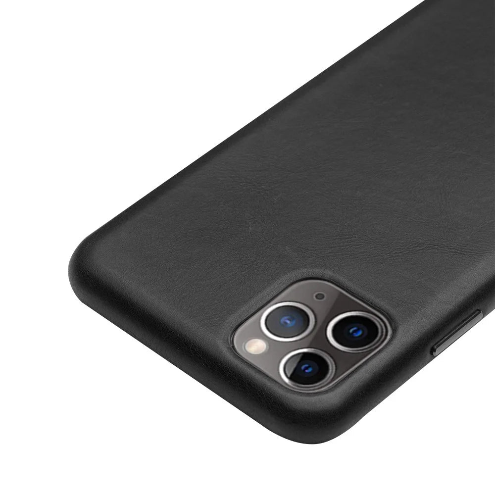 QIALINO for iPhone 11 Pro Max 6.5-inch Case Genuine Leather Phone Back Cover - Black - 4