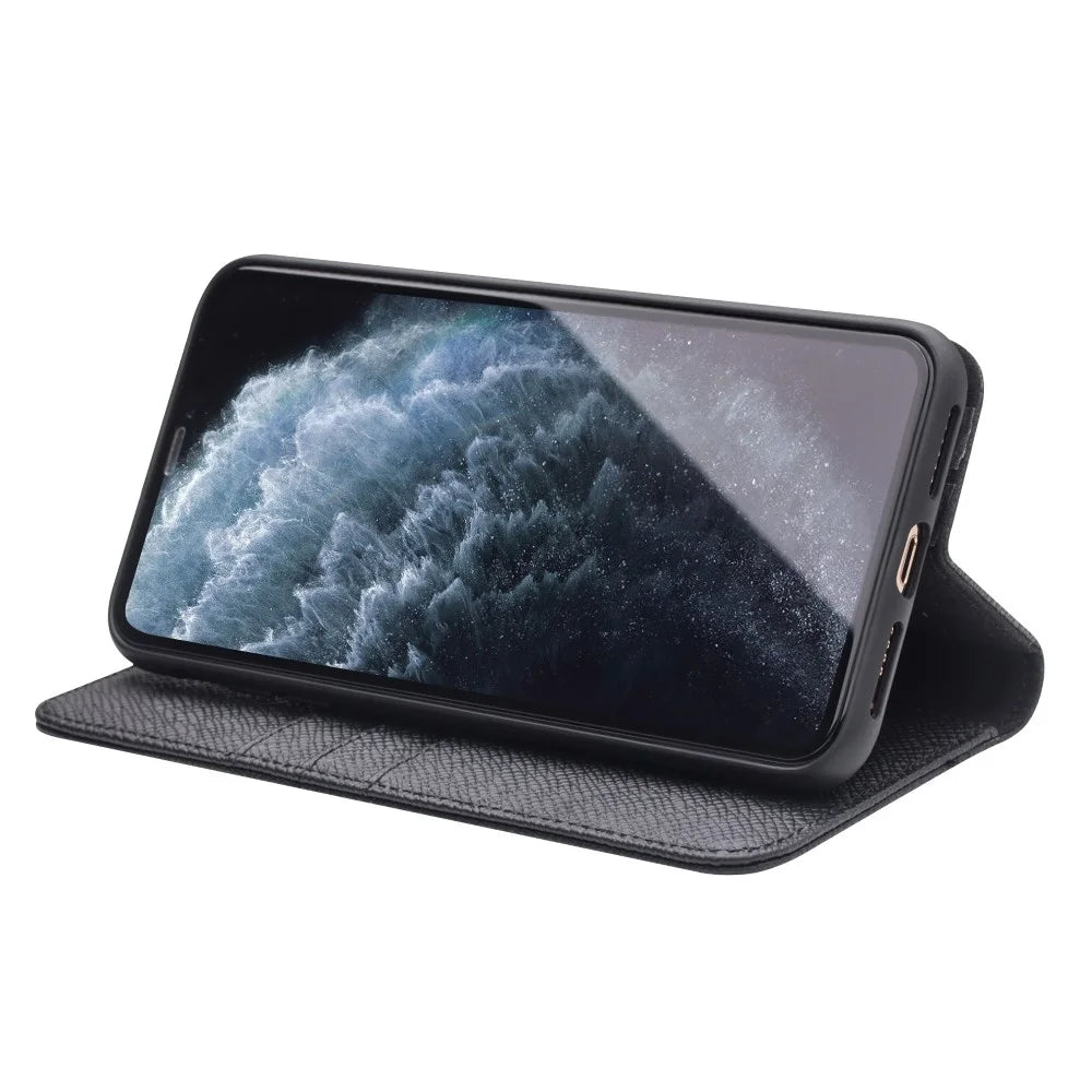 QIALINO Cross Texture Genuine Leather + TPU Detachable 2 in 1 Shell for iPhone 11 6.1 inch - Black - 5