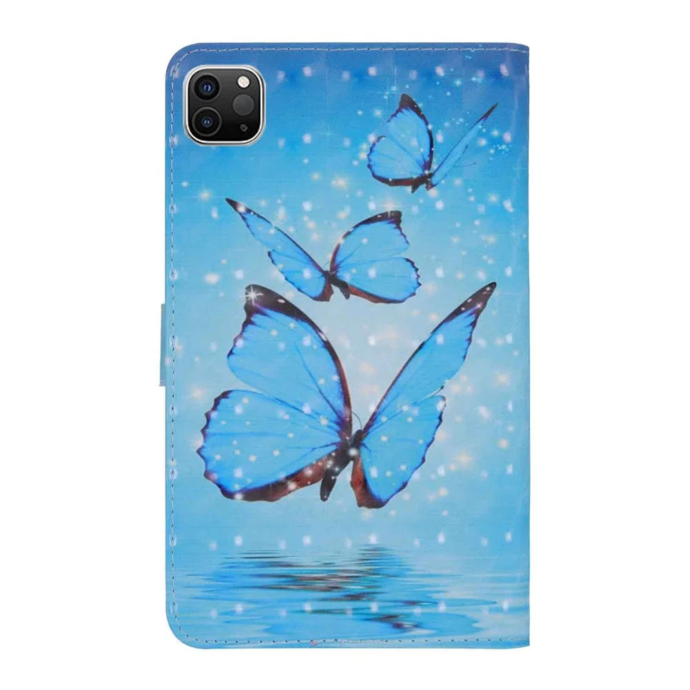 For iPad Pro 11-inch (2022) / (2021) / (2020) Light Spot Decor Pattern Printing Leather Tablet Case - Blue Butterflies - 2