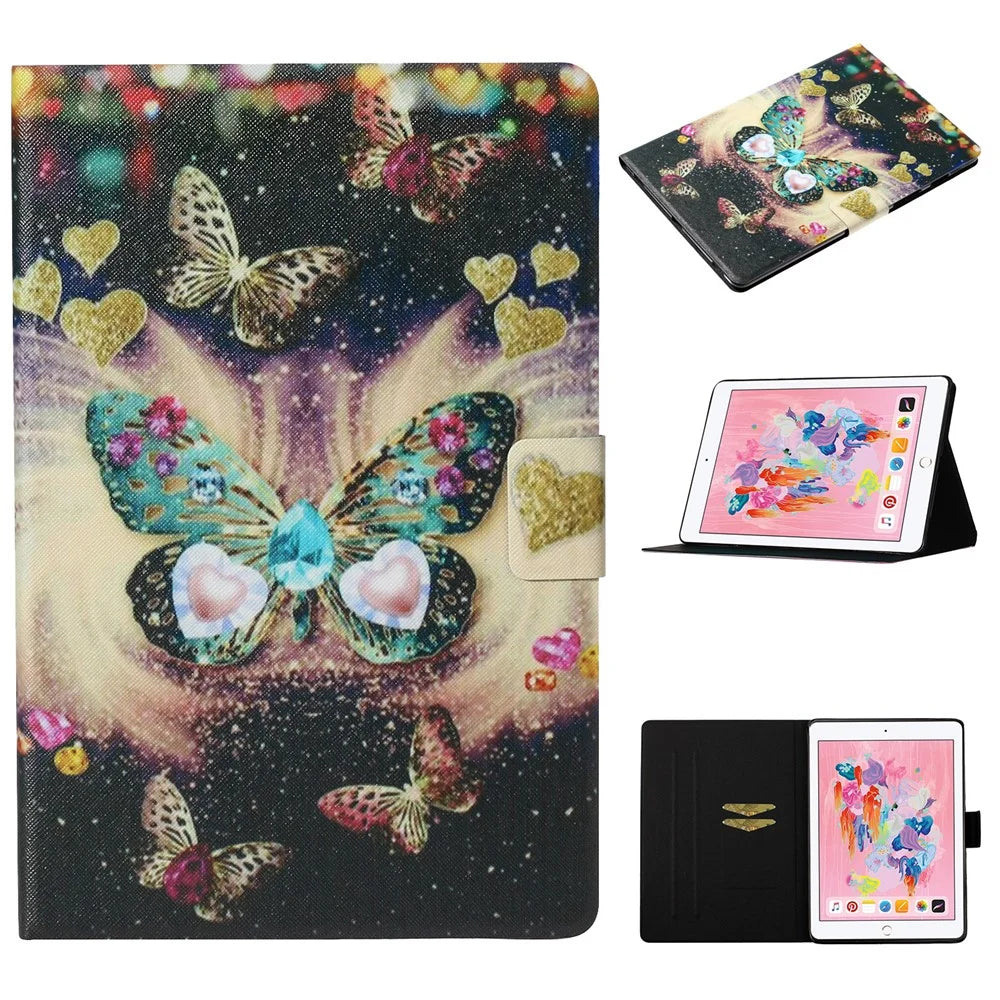Pattern Printing Card Slots Flip Leather Tablet Cover for iPad Air 10.5 inch (2019)/iPad 10.2 (2021)/(2020)/(2019) - Butterflies - 1