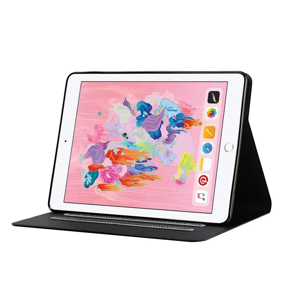 Auto Wake Sleep Stand Smart Leather Tablet Cover for iPad Air (2013) / iPad Air 2 / iPad 9.7-inch (2017) / iPad 9.7-inch (2018) - Black - 4