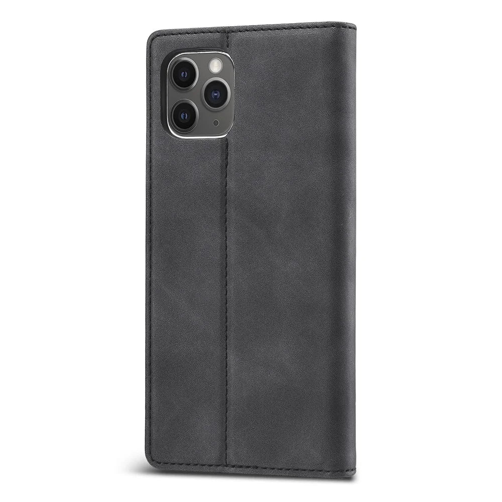 LC.IMEEKE Strong Magnetic PU Leather Cover Phone Case for iPhone 11 - Black - 2