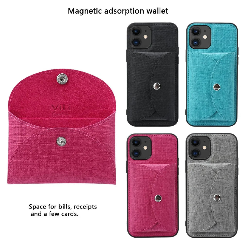 VILI T Series Movable Magnetic Absorption Wallet Leather Coated TPU Phone Case for iPhone 12 Pro / 12 6.1 inch - Rose - 7