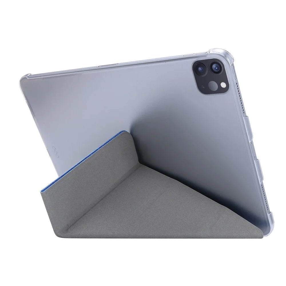 Silk Texture Leather Smart Tablet Cover Origami Stand Shell for iPad Pro 12.9-inch (2021) - Purple - 5