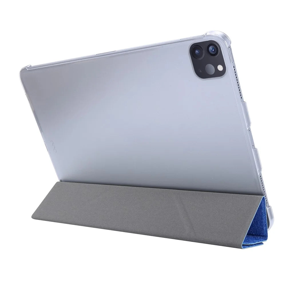 Silk Texture Leather Smart Tablet Cover Origami Stand Shell for iPad Pro 12.9-inch (2021) - Purple - 7