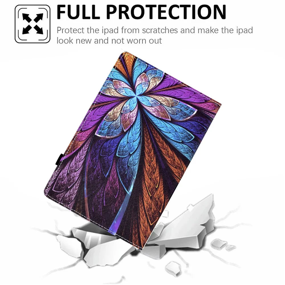 Tablet Case with Card Slots for iPad Air 11 (2026) / (2025) / (2024) / Pro 11(2022) / (2021) / (2020) / (2018) / Air (2020) (2022) - Colorful Flower - 3