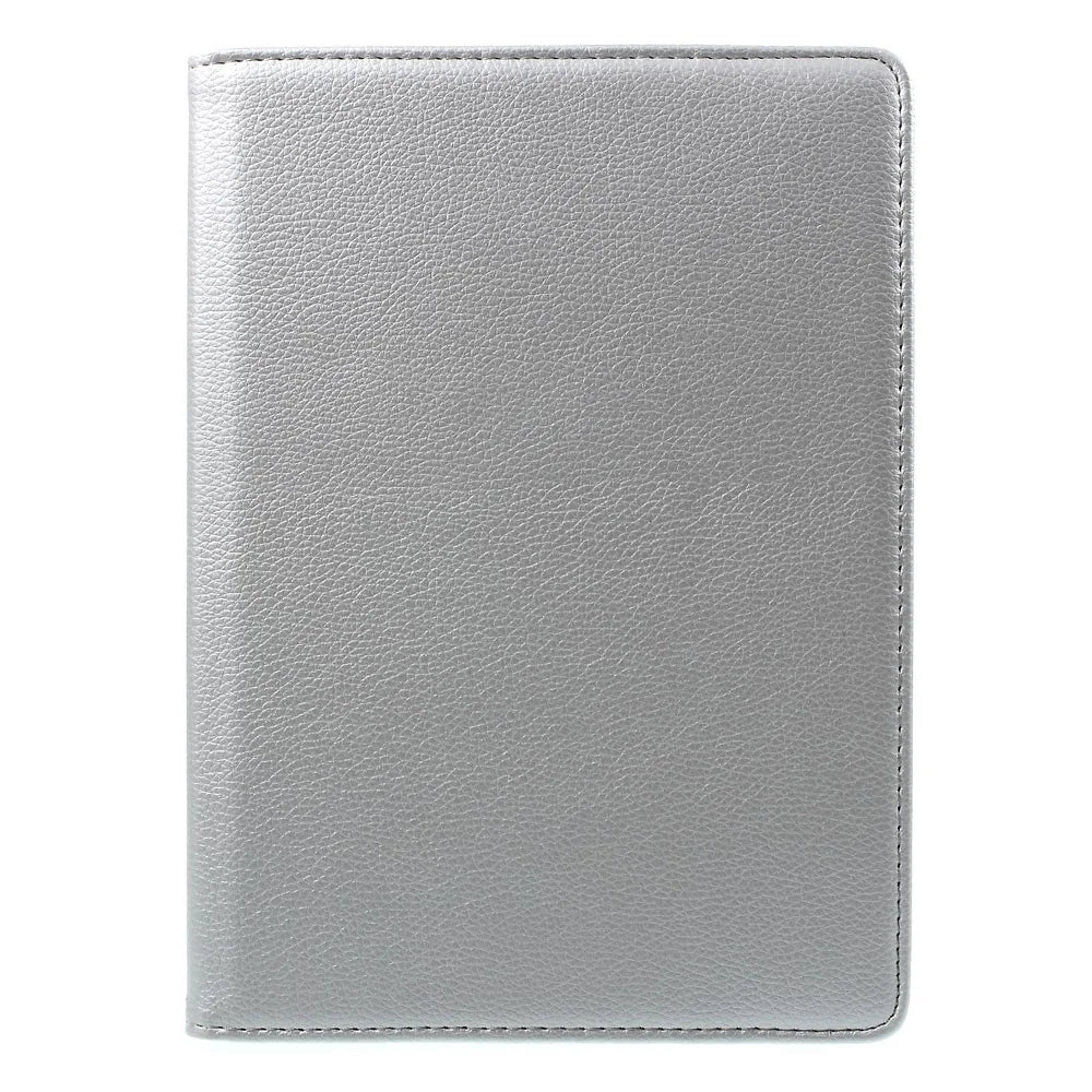 360 Degree Rotary Stand Litchi Grain Smart Leather Case for iPad Air 2 - Silver - 2