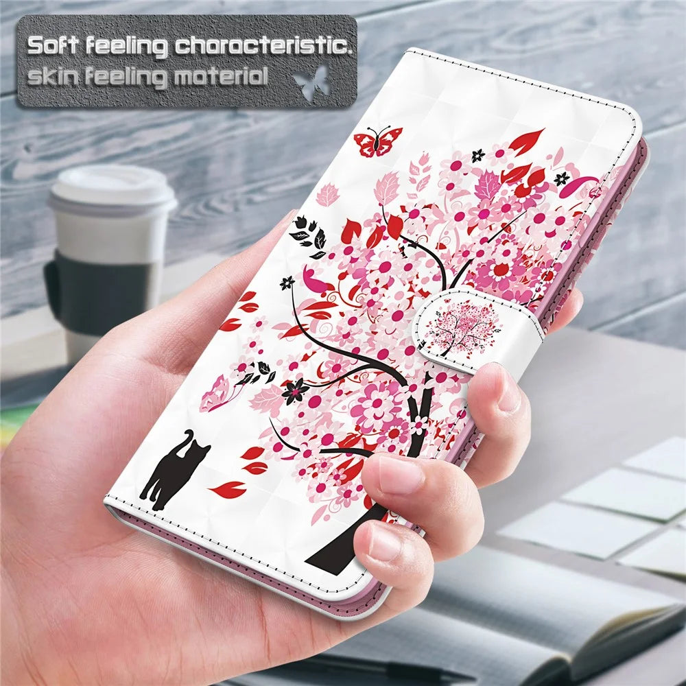 Cool 3D Pattern Printing PU Leather Magnetic Clasp Shockproof Stand Flip Cover with Strap for iPhone 13 mini 5.4 inch - Wish Tree - 6