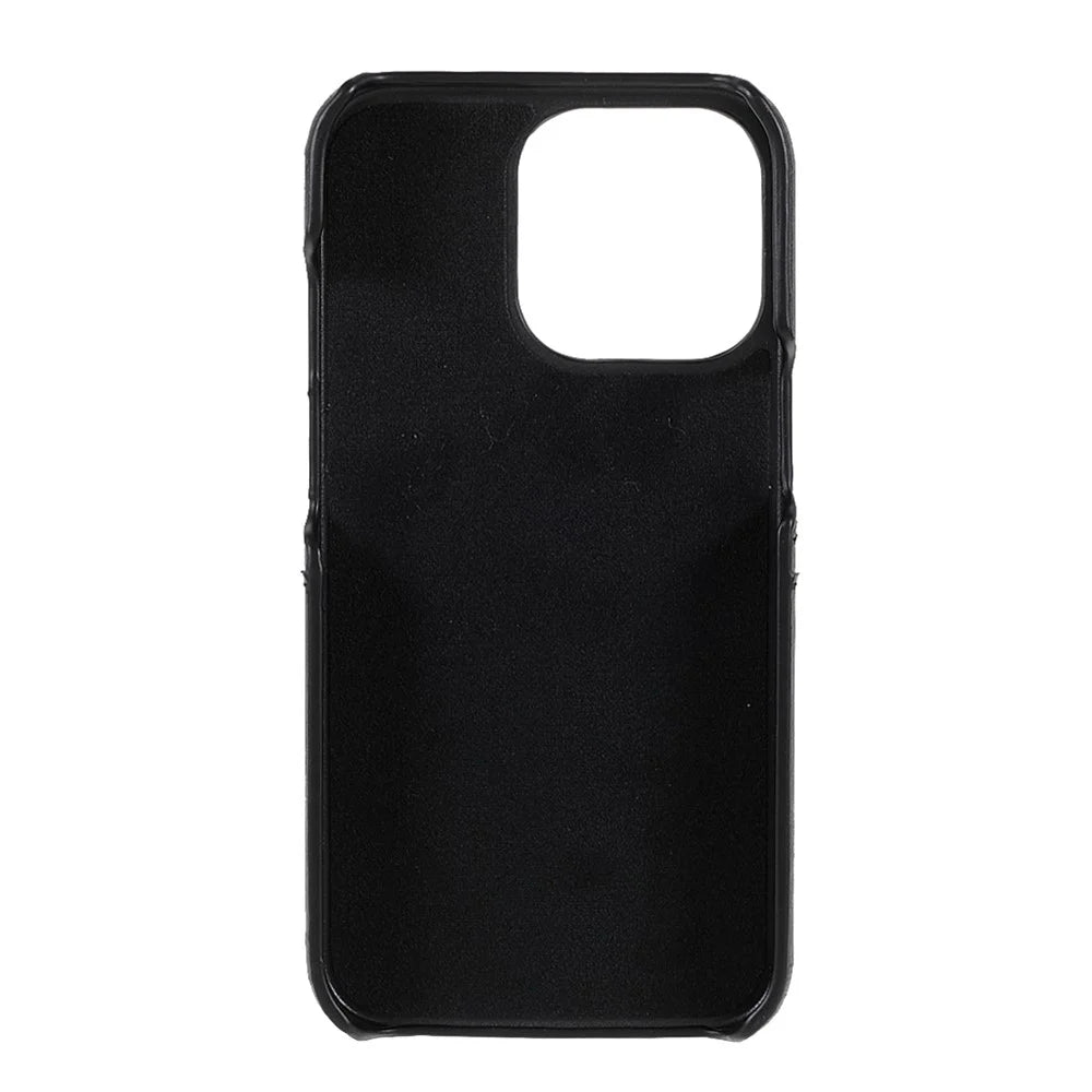 Full Protective Double Card Slots PU Leather Coated PC Cover Shell for iPhone 13 Pro 6.1 inch - Black - 4