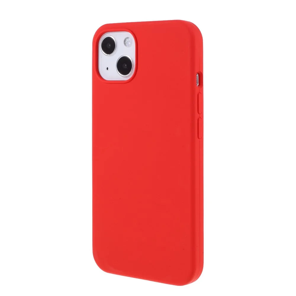 Solid Silicone Slim Shockproof Phone Case with Soft Microfiber Lining for iPhone 13 6.1 inch - Red - 3