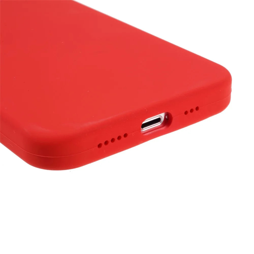 Solid Silicone Slim Shockproof Phone Case with Soft Microfiber Lining for iPhone 13 6.1 inch - Red - 5