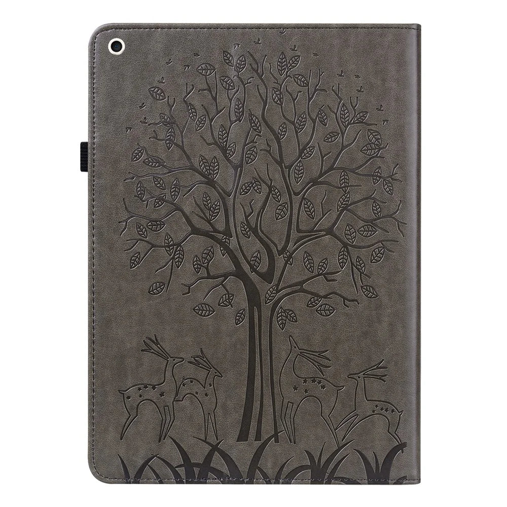 Shock-Proof Tree and Deer Pattern Imprinting Delicate Leather Stand Tablet Cover for iPad 10.2 (2021)/(2020)/(2019) - Grey - 2