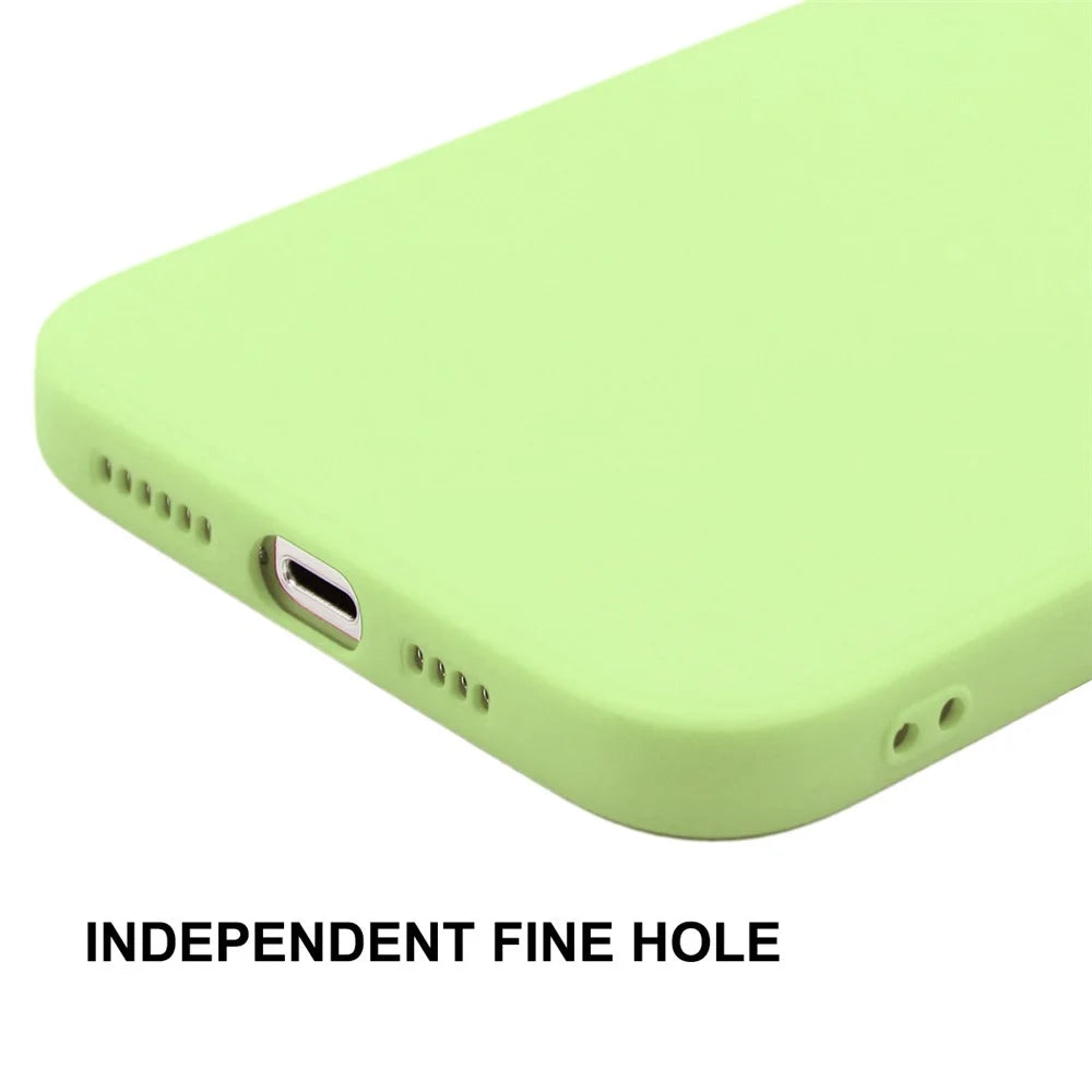 ENKAY HAT PRINCE Wear-Resistant Anti-Fall Solid Color Precise Hole Opening Liquid Silicone Phone Cover Case for iPhone 13 6.1 inch - Light Green - 3