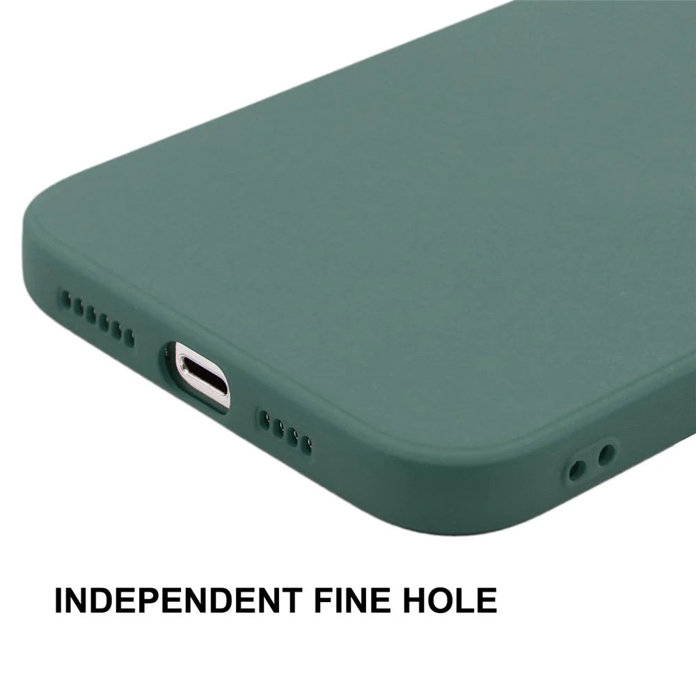 ENKAY HAT PRINCE Smooth Touch Flexible Liquid Silicone Straight Edging Phone Cover + Full Coverage Tempered Glass Silk Print Full Glue Protector Set for iPhone 13 Pro Max 6.7 inch - Dark Green - 3
